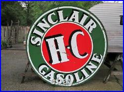 Sinclair Gasoline HC DSP Double Sided Porcelain Original Sign 6 ft Round Vintage