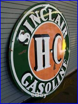 Sinclair HC Gasoline 72 Double Side Porcelain Service Station Sign