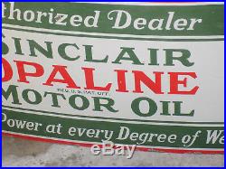 Sinclair Opaline Motor Oil Porcelain Rare 6 Foot Sign