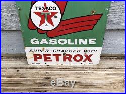 TEXACO SKY CHIEF PUMP PLATE PORCELAIN SKYCHIEF GAS OIL 18x12