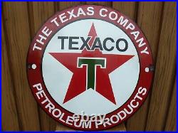 TEXACO porcelain sign advertising vintage gasoline 20 oil gas USA garage Texas