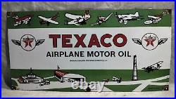 Texaco Airplane Motor Oil Porcelain Enamel Sign 36 x 18 Inches