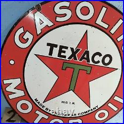 Texaco Gasoline Motor Oil Porcelain Enamel Sign 30 x 30 Inches D/S