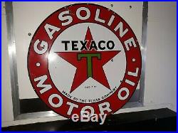Texaco Gasoline-Motor Oil Service Station Sign, Double Sided, 42, Porcelain