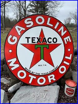 Texaco Gasoline/motor Oil Large Heavy Double Sided Porcelain Sign (24 Inch)