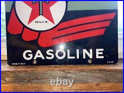 Texaco Sky Chief Porcelain Enamel Dealer Sign Oil Gas Pump Plate