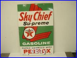 Texaco Vintage Sky Chief Supreme Petrox Pump Sign Porcelain 1959 Beautiful