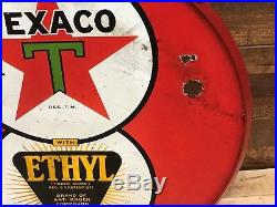 Texaco, sign, vintage, porcelain, double sided, gas and oil, collectable, 8ball