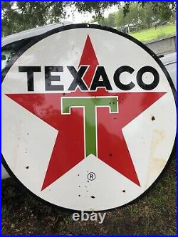 VERY CLEAN Original 1964 Texaco Double Sided Porcelain Advertising Sign 6 FT D
