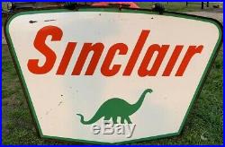 VINTAGE 1959 SINCLAIR GAS OIL DOUBLE SIDED PORCELAIN SIGN 7x5 WITH BRACKET