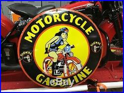 VINTAGE PORCELAIN SIGNAL MOTORCYCLE GASOLINE Harley-Davidson Indian Henderson