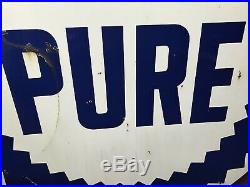 VINTAGE PURE OIL COMPANY PRODUCTS 6ft PORCELAIN GASOLINE & OILS SIGN 2 Sided