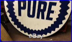 VINTAGE PURE OIL COMPANY PRODUCTS 6ft PORCELAIN GASOLINE & OILS SIGN 2 Sided