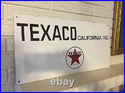 VINTAGE TEXACO CALIFORNIA INC. SIGN GAS OIL PORCELAIN PUMP PLATE SERVICE Logo
