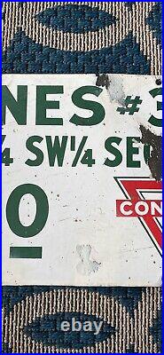 VTG Conoco Gas Oil Advertising Porcelain Lease Sign Service Station 10x25.75