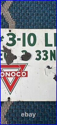 VTG Conoco Gas Oil Advertising Porcelain Lease Sign Service Station 10x25.75