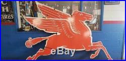 VTG Mobil Pegasus Gas Figural Sign Right Porcelain Original Flying Horse 1954
