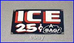 Vintage 12 Ice Bags Porcelain Sign Car Gas Oil Truck