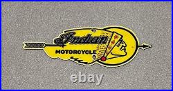 Vintage 12 Indian Motorcycle Porcelain Sign Car Gas Auto Oil