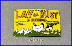 Vintage 12 Lay Or Bust Chicken Egg Porcelain Sign Car Gas Oil Truck Automobile