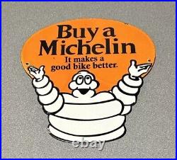 Vintage 12 Michelin Man Tires Porcelain Sign Car Gas Auto Oil