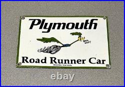 Vintage 12 Plymouth Roadrunner Porcelain Sign Car Gas Truck Gasoline Auto Oil