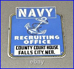 Vintage 12 Rare Navy Recruiting Office Porcelain Sign Car Gas Oil Truck