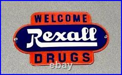 Vintage 12 Rexall Drug Store Porcelain Sign Car Gas Oil Truck
