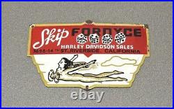 Vintage 12 Skips Harley Davidson Motorcycle Porcelain Sign Car Gas Oil Truck