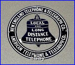Vintage 12 Telephone Bell Porcelain Sign Car Gas Oil Truck Gasoline Automobile