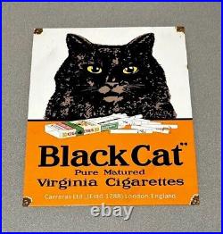 Vintage 18 Black Cat Cigarettes Porcelain Sign Car Gas Oil Truck Gasoline