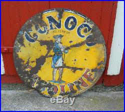 Vintage 1920s Conoco Minuteman Gasoline Double Sided Porcelain Advertising Sign