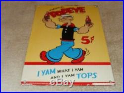 Vintage 1929 Drink Popeye The Sailor Man Soda 12 Porcelain Metal Gas Oil Sign