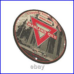 Vintage 1930 Marland Oils Porcelain Enamel Gas & Oil Garage Man Cave Sign