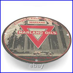 Vintage 1930 Marland Oils Porcelain Enamel Gas & Oil Garage Man Cave Sign
