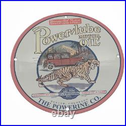 Vintage 1930 Power-lube Motor Oil Porcelain Enamel Gas-oil Garage Man Cave Sign