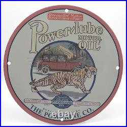 Vintage 1930 Power-lube Motor Oil Porcelain Enamel Gas-oil Garage Man Cave Sign