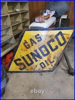 Vintage 1930s Sunoco Gas Oil Porcelain Sign