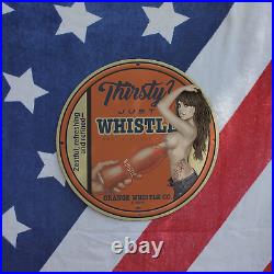 Vintage 1932 Whistle Orange Soda Co. Porcelain Gas & Oil Sign