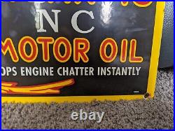 Vintage 1935 Atlantic Motor Oil Porcelain Metal Gas Station Sign 10 X 16