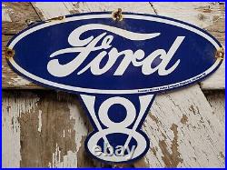 Vintage 1939 Genuine Ford Porcelain Sign Old Auto Parts V8 Fomoco Sales Gas Oil
