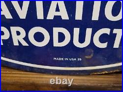 Vintage 1939 Goodyear Porcelain Sign Aviation Products Auto Parts Dealer Gas Oil