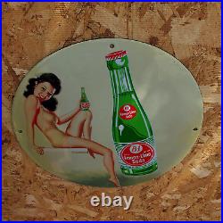 Vintage 1940 B-1 Lemon Lime Soda Porcelain Gas & Oil Americana Man Cave Sign