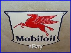 Vintage 1940 Mobil Mobiloil Pegasus 11 3/4 Porcelain Metal Gasoline & Oil Sign