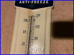Vintage 1940's Prestone Anti Freeze 36 Gas Oil Porcelain Metal Thermometer