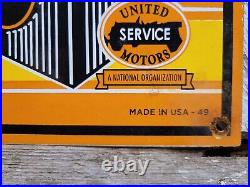 Vintage 1949 Delco Porcelain Sign Battery Auto Parts Gas Oil Veribrite Car Man