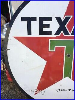 Vintage 1950s Huge! Six Foot Porcelain Texaco Double Sided Sign. WOW! Original