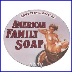 Vintage 1951 American Family Soap Porcelain Enamel Gas-oil Garage Man Cave Sign