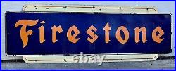Vintage 1951 Two Piece 12' Porcelain Firestone Tires Sign Gas & Oil Advertising