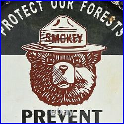 Vintage 1951 Us Forest Service Smokey Bear Porcelain Sign Oil Gas National Park